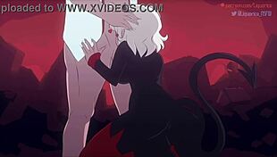 hey, modeus the lustful demon from helltaker is craving some deepthroat action with that big monster cock 😈