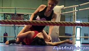 European Babe Wrestles Then Gets Anally Fingered by Beautiful Lesbian with Toys and Cunilingus