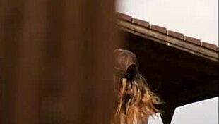 Summer days bring voyeur flashing tits and ass on phone for horny wife.