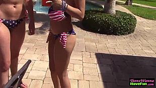 at the party, teens fuck outdoors