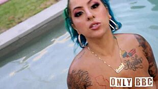 this lovely latina spanish barbie got oiled up and banged hard by the pool