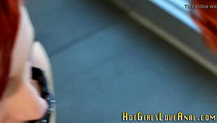 redhead lesbian toying amateur babe's ass with fingering