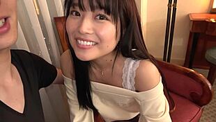 Smiling Japanese coed enjoys playful cosplay sex with intense blowjob action.