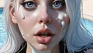 AI変態顔塗り、100の激しい顔射で