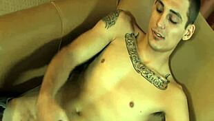 Tattoo punk thug masturbates to gay orgasm