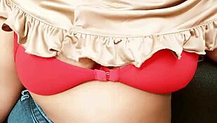 Chubby Girl Playfully Teasing Her Big Boobs