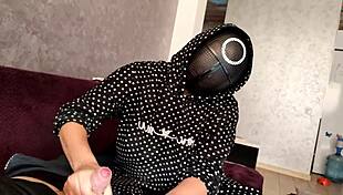 yo, squid game jerk off got cum on my tits