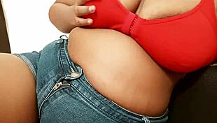 Chubby Girl Playfully Teasing Her Big Boobs