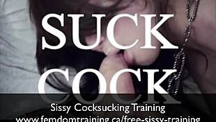Sissy Learns To Suck Cock Deeply
