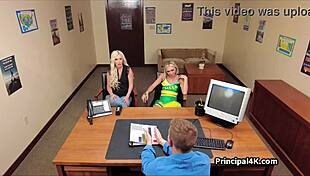 Milf and cheerleader getting fucked at the office.