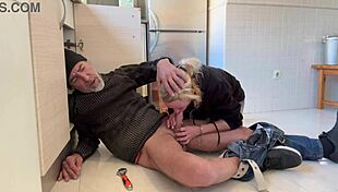 Wife Sucks Plumber's Huge Cock Hard