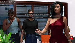 anna shows legs in red dress and stockings