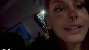 Latina lesbians give big cock blowjob in public car