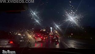 Latina lesbians give big cock blowjob in public car