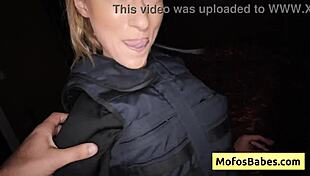 horny blonde cop craves big cock. she takes it deep in wet pussy