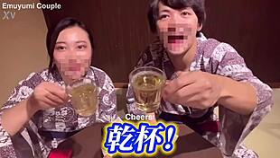 Amateur Couple's Intimate Moment in Ryokan.