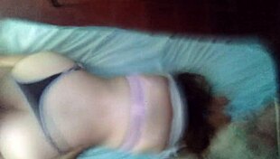 Pulling aside her black thong for doggystyle fun.