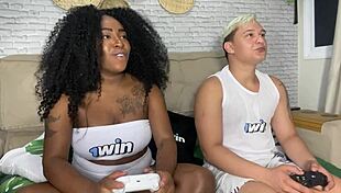 my naughty neighbor lost the bet and paid with her pussy, even going bareback on my dick.