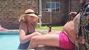 Old Fat Guy’s Cock Sucked By Blonde Hotel Girl In Voyeur Scene