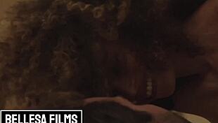 seth gamble licks cecilia lion's pussy on the table and fucks her hard till both cum.