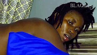 Ebony amateur rides big cock cowgirl