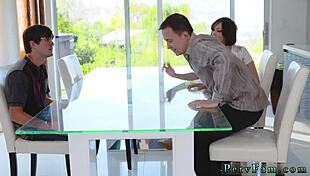 pretty teen helps her step daddy for the first time