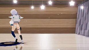 Amane Kanata undresses in hentai dance