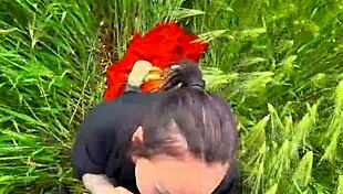 Deep Throating Pov Blowjob With Natural Tits In Outdoor Field