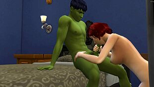 The HULK FUCKING a sexy redhead ANAL only!