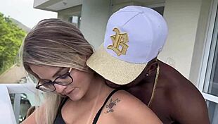 caught fucking on balcony, big black cock pounds my pussy hard 😏💦