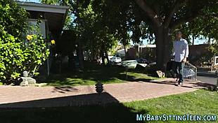 babysitter earns a sticky cumshot after intense play