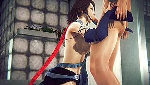 In final fantasy hentai, yuna performs oral and anal sex in detailed anime style.