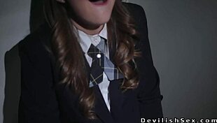 Hot Babe Deepthroats and Fucks Handsome Dean in His Office