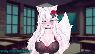 3D animated porn featuring naughty catgirl with vibrator
