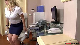 raunchy blondie bonnie rose lures two studs for office anal.