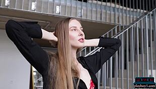 Skinny russian teen stella rips clothes for sensual striptease 😍