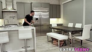 petite blonde in kitty cat suit gets rammed hard