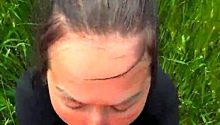 Deep Throating Pov Blowjob With Natural Tits In Outdoor Field