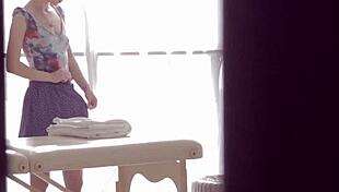 oiled teen performs hardcore blowjob on agent in secret mission