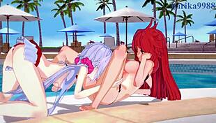 Kanade Am, Chris Yukine, and Tsubasa Kazanari in Intense Lesbian Action - Symphogear Hentai