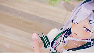 Amane Kanata undresses in hentai dance