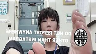 office feet fetish with asian japanese at work