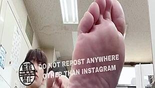 office feet fetish with asian japanese at work