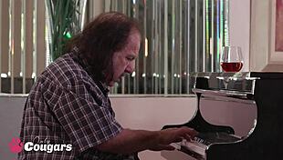 Skinny cougar Katie Angel drops to her knees for a deep suck