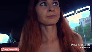 Jeny smith was caught naked in a car twice, clothes ripped off