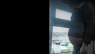 bisexual crossdresser public milking by the window