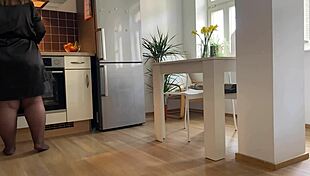 my mother-in-law's hot pussy drilled in kitchen