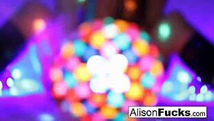 So, this sexy big-boobed babe Alison Tyler lights up the disco. She’s all about teasing at the night club with her killer moves.