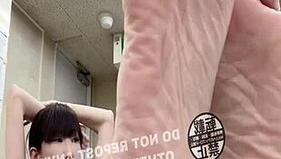 office feet fetish with asian japanese at work