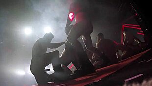 Porn Stars Engage In Orgy Dancing At Night Club With Group Fucking